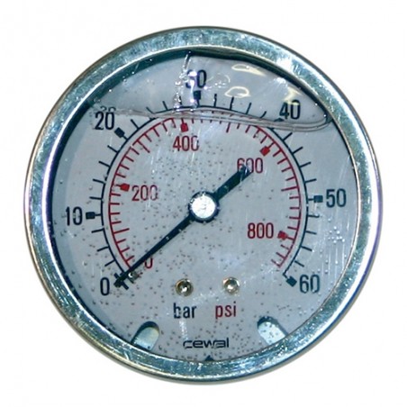 Manomètre axial 1/4" conique huile 63 mm 0 à 60 bar