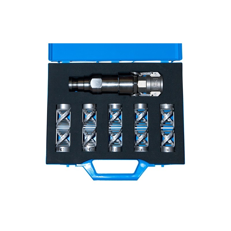 Mallette surmixer hélicoïdal inox 1"1/4 acier et filtres 0,5-1-1,5-2 & 3"